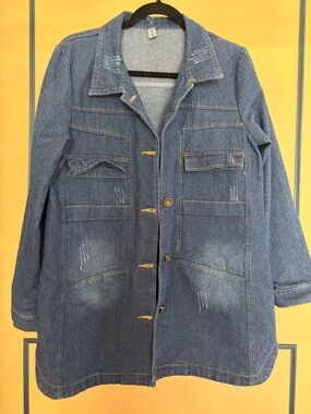 Vintage Korean Denim Button-Front Jacket